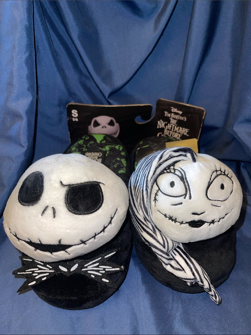 Disney The Nightmare Before Christmas Jack & Sally Plush Slippers - White, Black